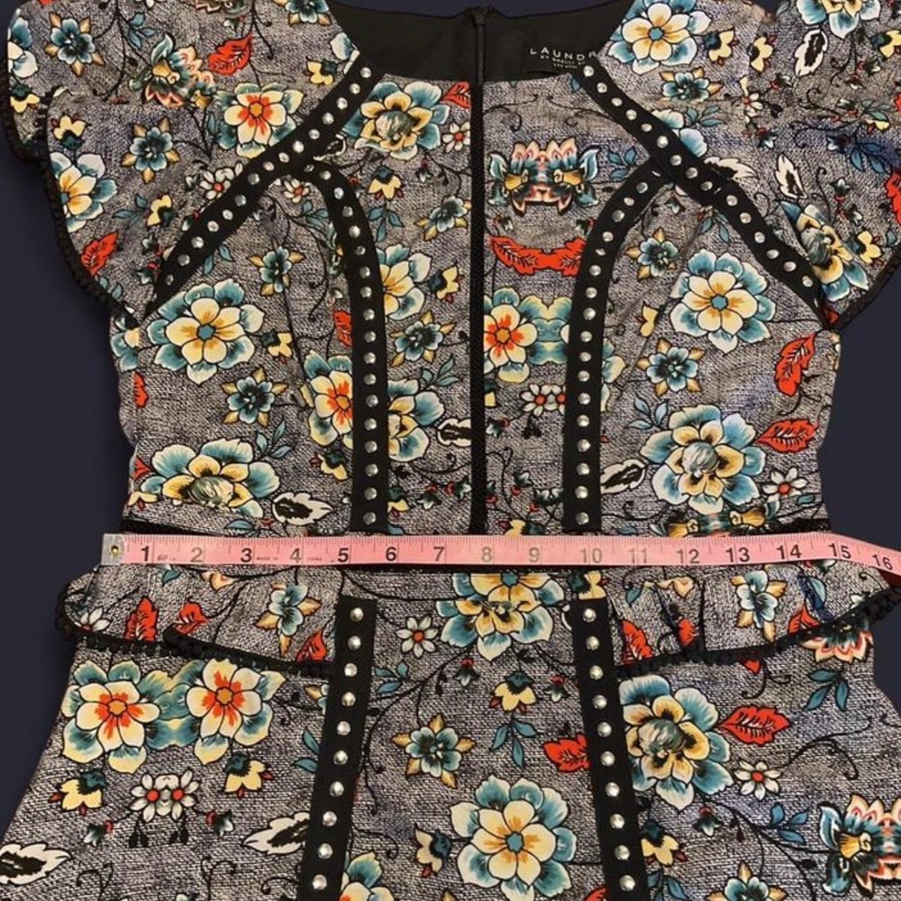 Laundry By Shelli Segal Gray Floral Midi Dress - Picture 5 of 8